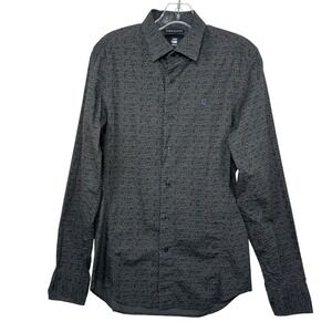 G-Star RAW Men Slim Fit Size S Charcoal Long Sleeve Button Up Shirt Abstract